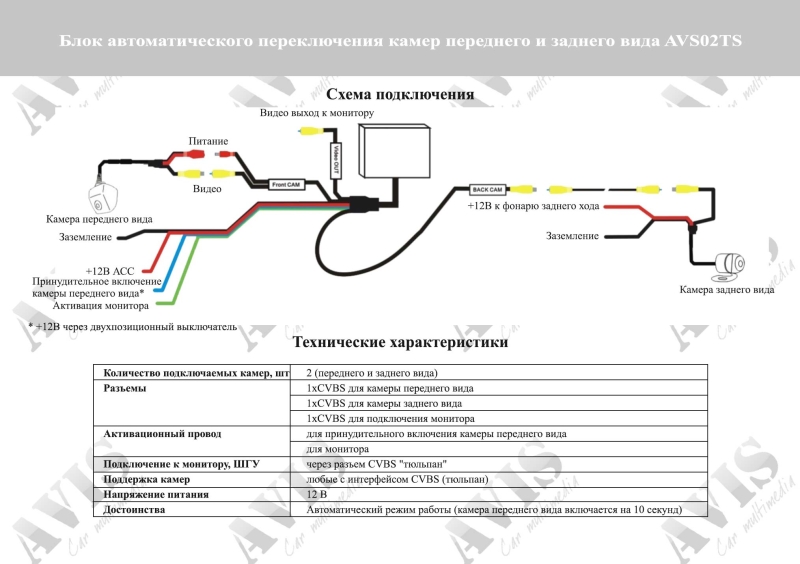 Распиновка проводов подключения камеры заднего вида 5 проводов